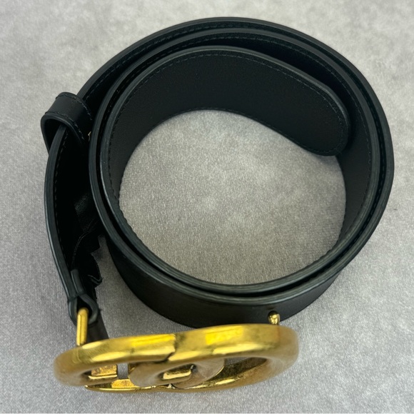 Gucci 2015 Re Edition Wide Leather Belt Gg Double Marmont Black 400593 70/28 - Picture 11 of 11